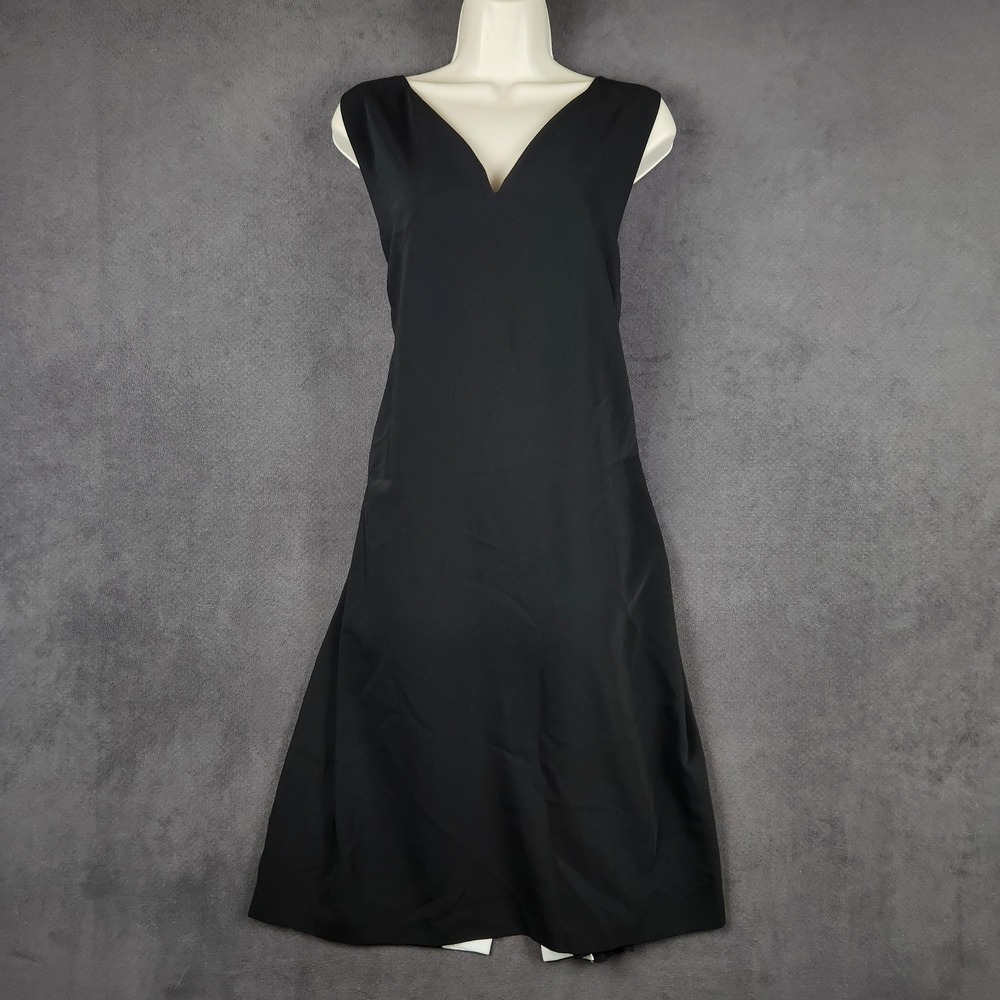 Lauren Ralph Lauren Shift Dress Womens 16 Black Pearl Contrast Pleat Back NEW